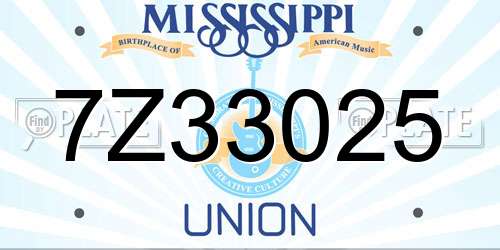 7Z33025 Mississippi License Plate