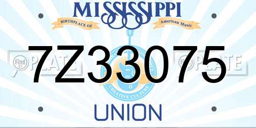 7Z33075 Mississippi License Plate