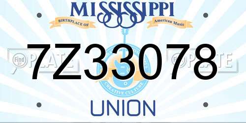 7Z33078 Mississippi License Plate