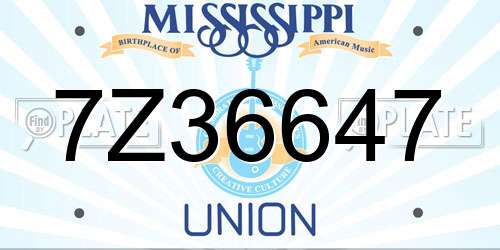 7Z36647 Mississippi License Plate