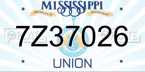 7Z37026 Mississippi License Plate