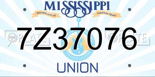 7Z37076 Mississippi License Plate