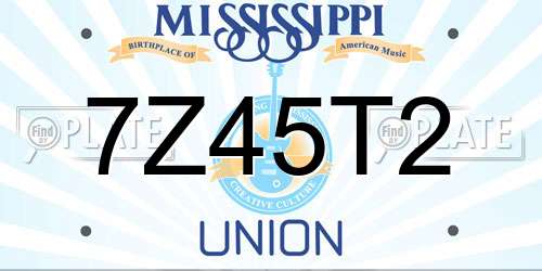 7Z45T2 Mississippi License Plate