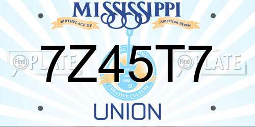 7Z45T7 Mississippi License Plate
