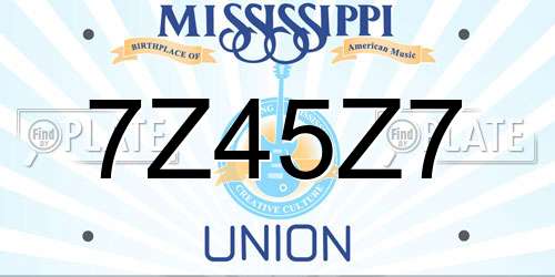 7Z45Z7 Mississippi License Plate