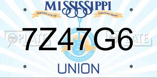 7Z47G6 Mississippi License Plate