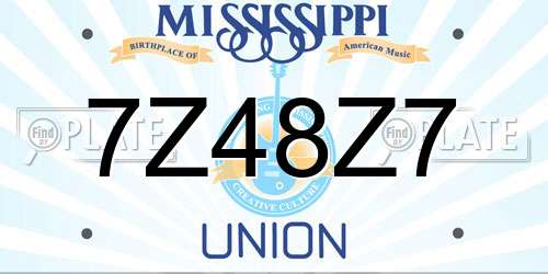7Z48Z7 Mississippi License Plate