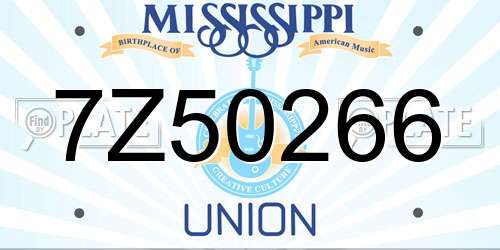 7Z50266 Mississippi License Plate