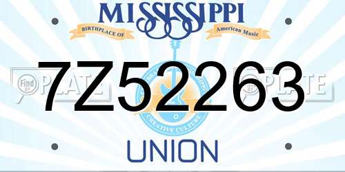 7Z52263 Mississippi License Plate