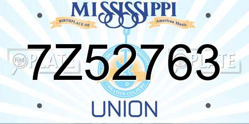 7Z52763 Mississippi License Plate