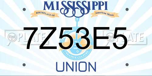 7Z53E5 Mississippi License Plate