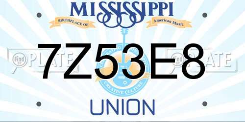 7Z53E8 Mississippi License Plate