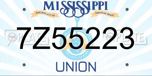 7Z55223 Mississippi License Plate