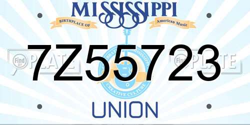 7Z55723 Mississippi License Plate