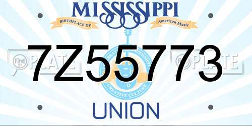 7Z55773 Mississippi License Plate