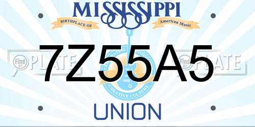 7Z55A5 Mississippi License Plate
