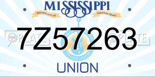 7Z57263 Mississippi License Plate