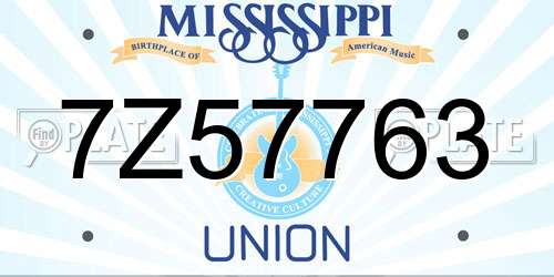 7Z57763 Mississippi License Plate