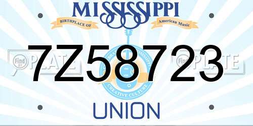 7Z58723 Mississippi License Plate