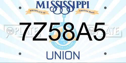 7Z58A5 Mississippi License Plate