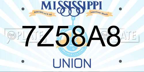 7Z58A8 Mississippi License Plate