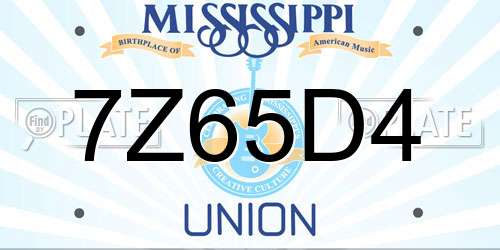 7Z65D4 Mississippi License Plate