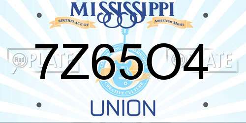 7Z65O4 Mississippi License Plate