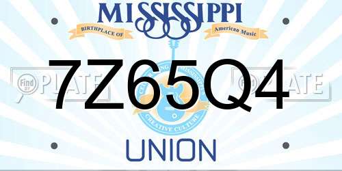 7Z65Q4 Mississippi License Plate