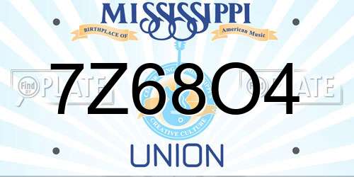 7Z68O4 Mississippi License Plate
