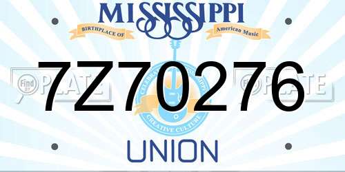 7Z70276 Mississippi License Plate