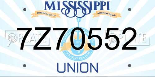 7Z70552 Mississippi License Plate