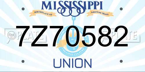 7Z70582 Mississippi License Plate