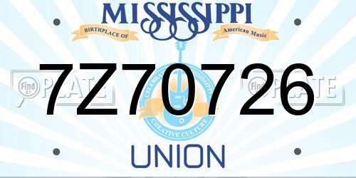 7Z70726 Mississippi License Plate