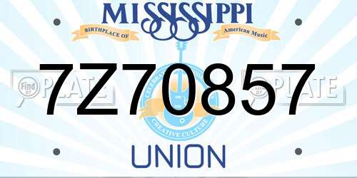 7Z70857 Mississippi License Plate