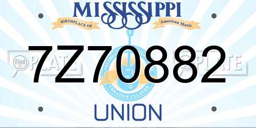 7Z70882 Mississippi License Plate