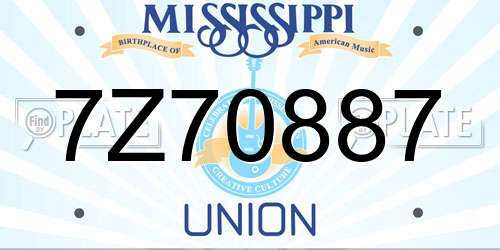 7Z70887 Mississippi License Plate