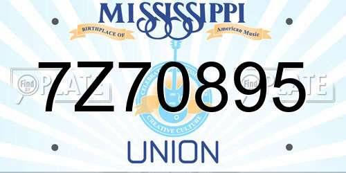 7Z70895 Mississippi License Plate