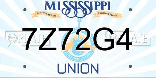 7Z72G4 Mississippi License Plate