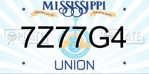 7Z77G4 Mississippi License Plate
