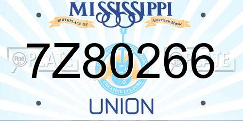 7Z80266 Mississippi License Plate