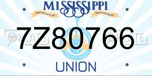 7Z80766 Mississippi License Plate
