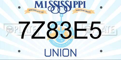 7Z83E5 Mississippi License Plate