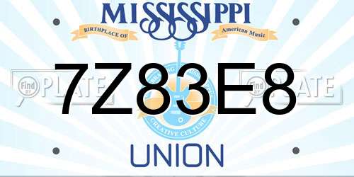 7Z83E8 Mississippi License Plate