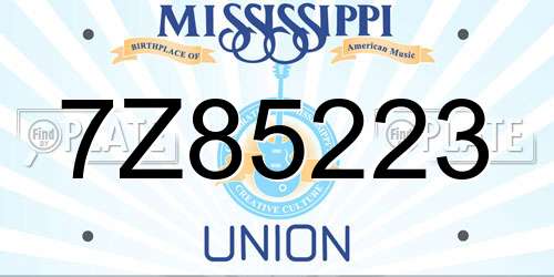 7Z85223 Mississippi License Plate