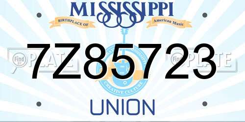 7Z85723 Mississippi License Plate