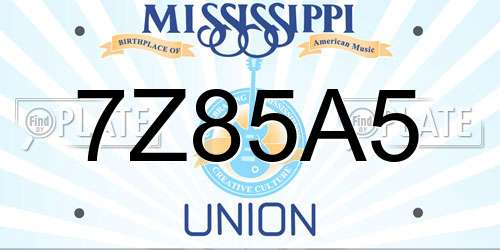 7Z85A5 Mississippi License Plate