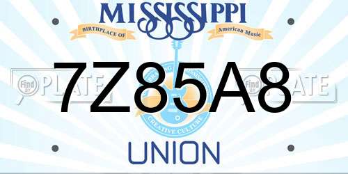 7Z85A8 Mississippi License Plate