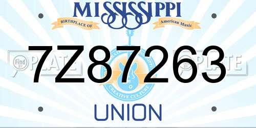 7Z87263 Mississippi License Plate