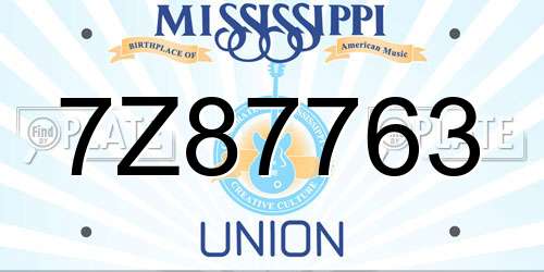7Z87763 Mississippi License Plate