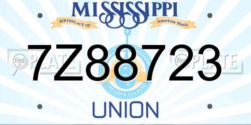 7Z88723 Mississippi License Plate
